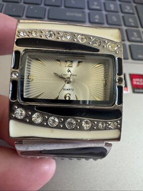 Women's Gold and White Crystal Accent Bracelet Watch